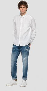 REPLAY Ανδρικό Πουκάμισο M4053.000.81388N.001 WHITE